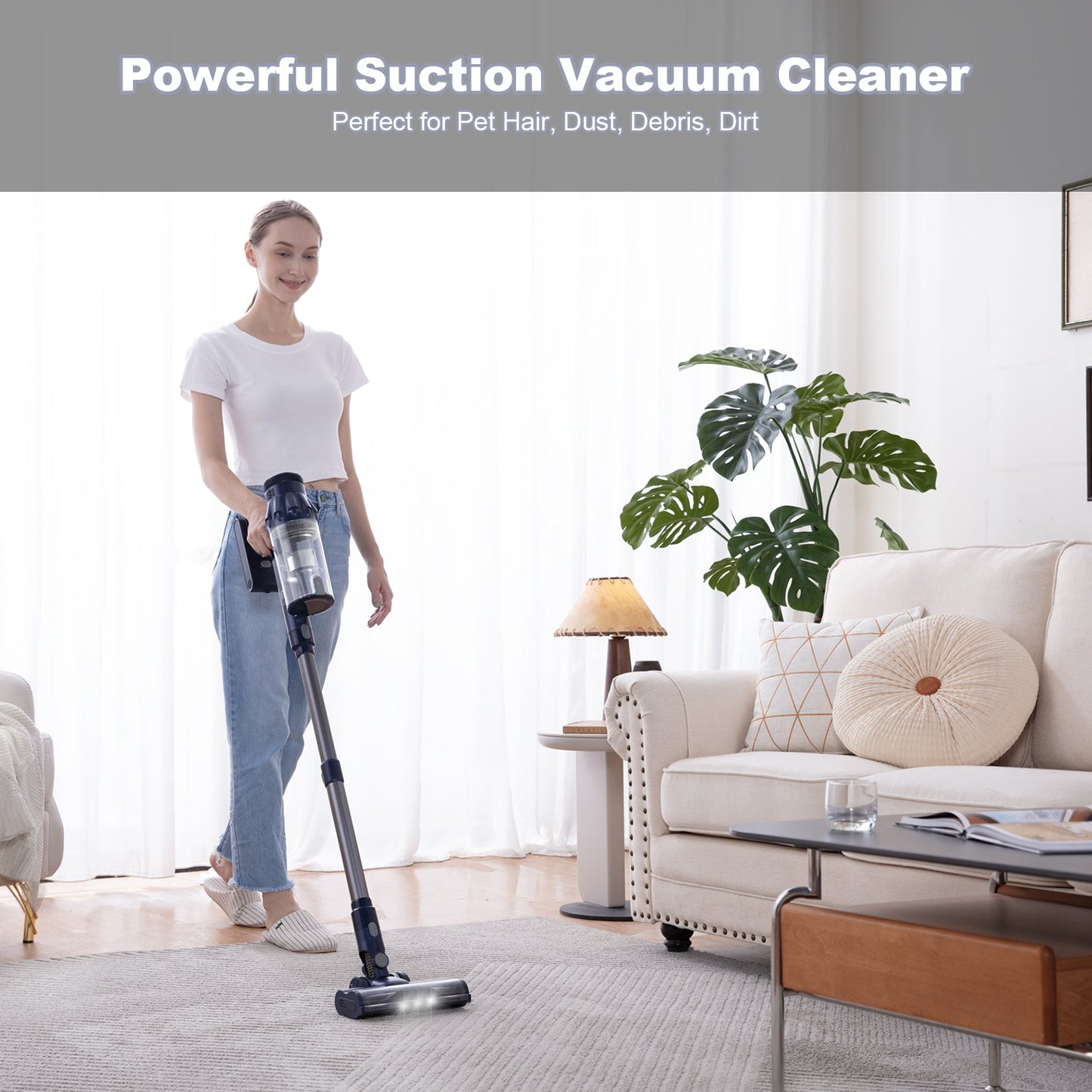 Cotiro 450W 38Kpa Vacuum Cleaner with LED Touch Screen, 8-in-1 Lightweight Charging Stick Vacuum Cleaner