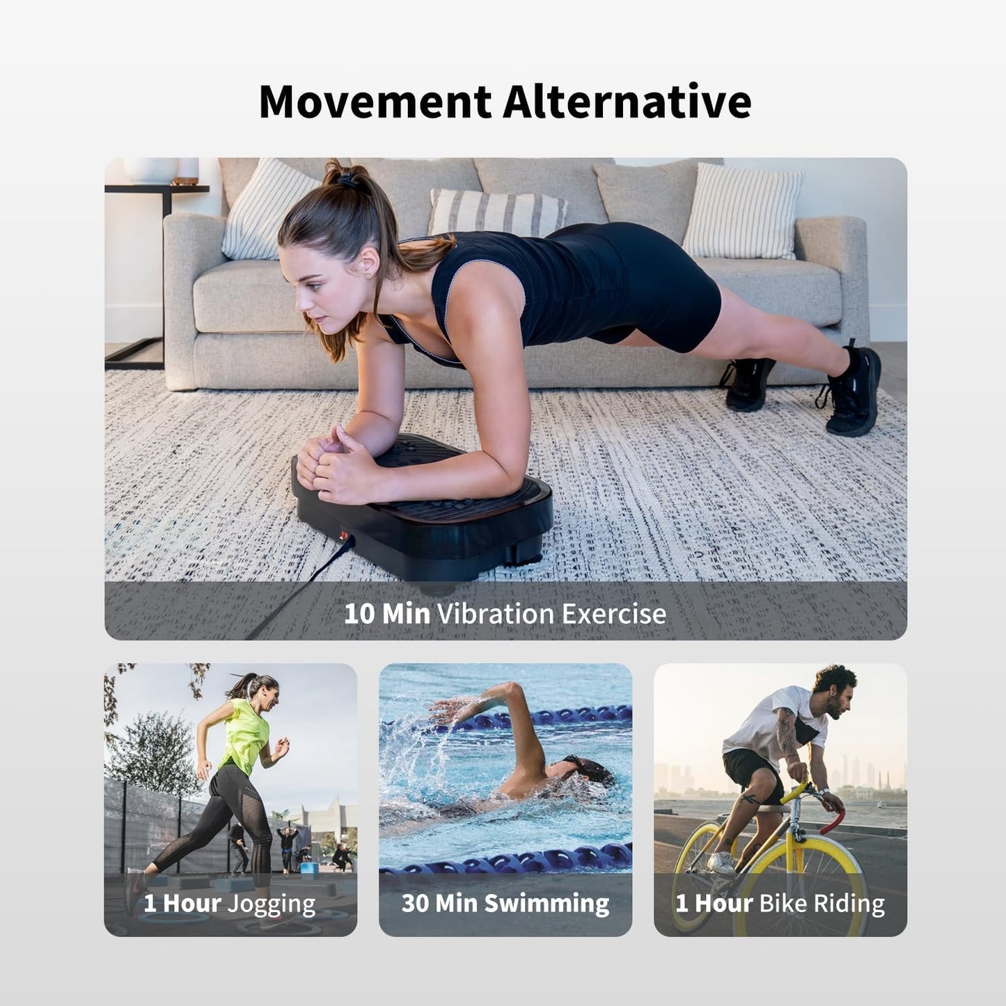 3D Vibration Plate Exercise Machine, Pilates Board, Exercise Equipment with Loop Bands, Home Gym, Lymphatic Drainage Massager for Weight Loss, Workout, Shaping, Wellness, Recovery, Training, Black