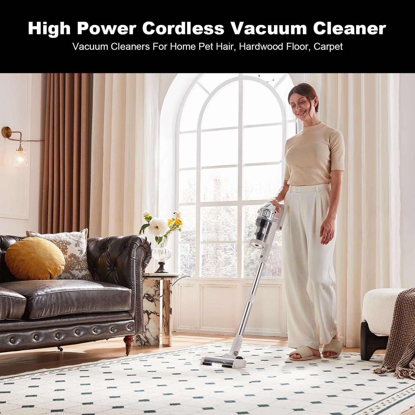 Cordless Vacuum Cleaner - Portable Handheld Rechargeable for Home & Pet Hair, Lightweight Wireless-V10