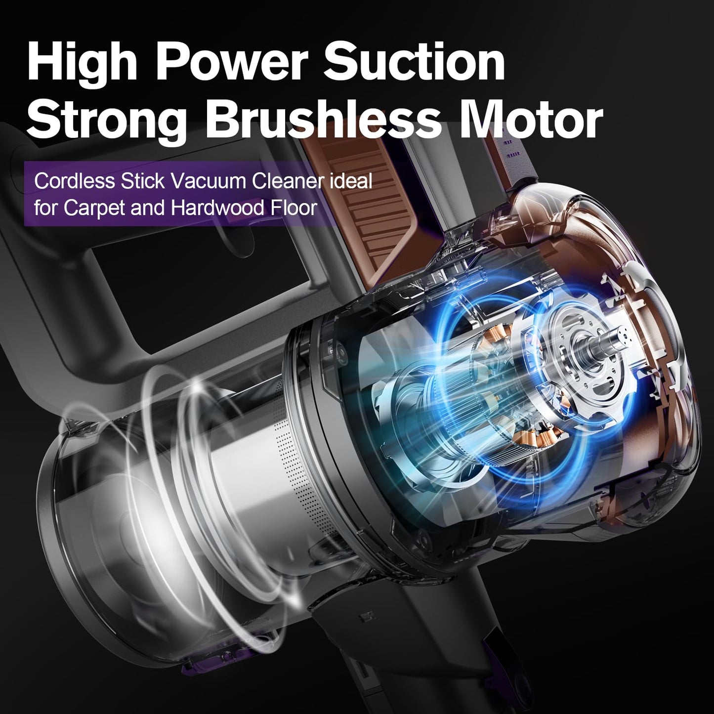 Cordless Vacuum Cleaner - Portable Handheld Rechargeable for Home & Pet Hair, Lightweight Wireless -S1