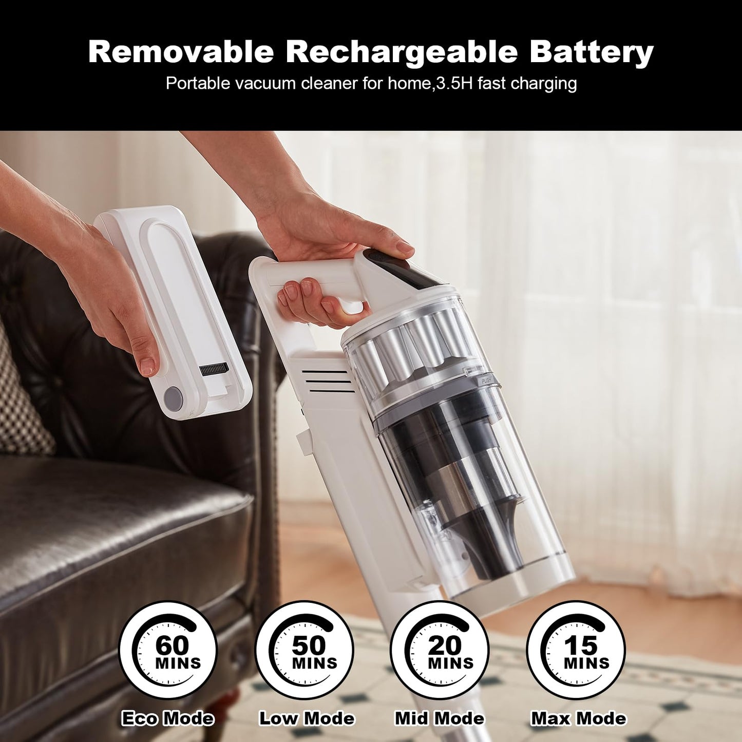 Cordless Vacuum Cleaner - Portable Handheld Rechargeable for Home & Pet Hair, Lightweight Wireless-V10
