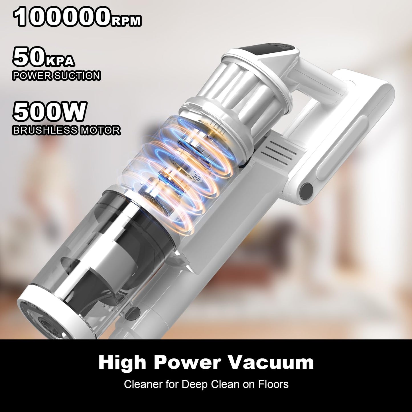 Cordless Vacuum Cleaner - Portable Handheld Rechargeable for Home & Pet Hair, Lightweight Wireless-V10