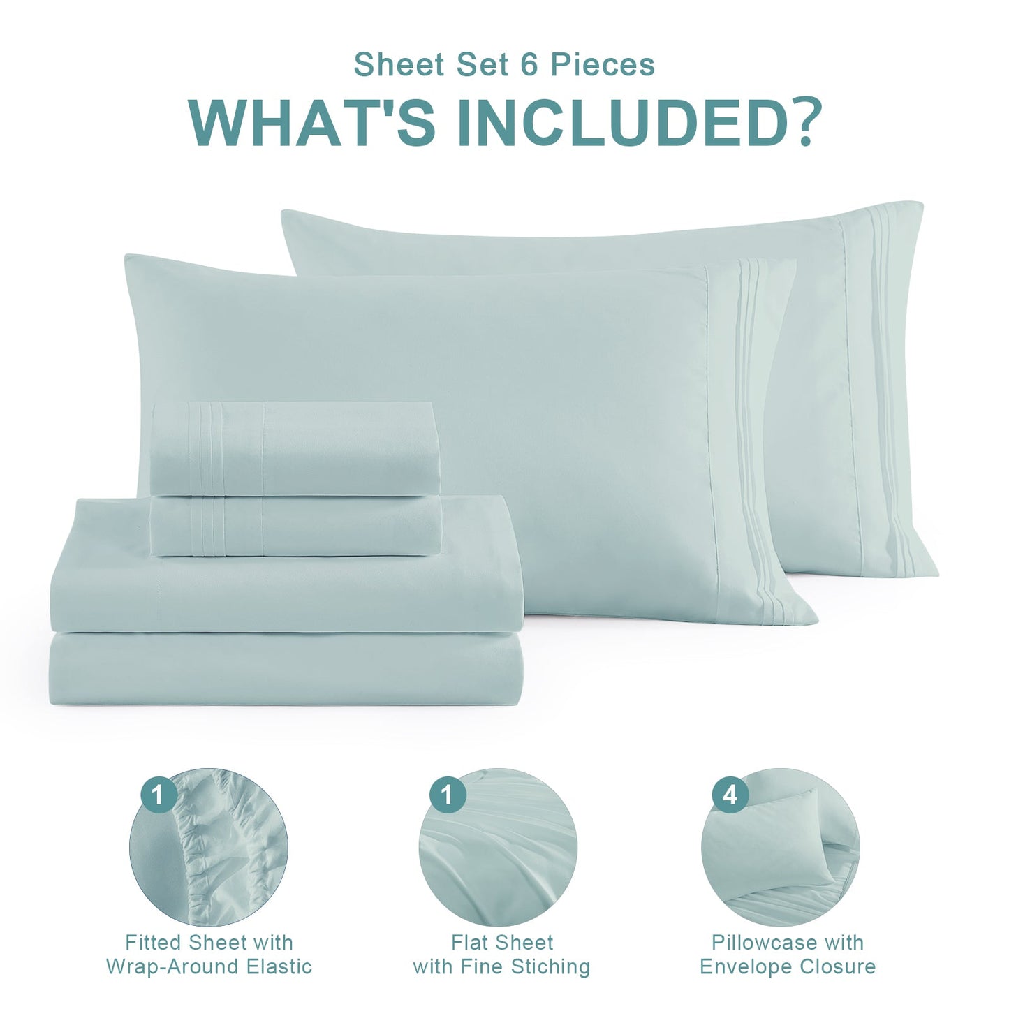 Cotiro 6 Piece Sheet Set King Size Hotel Luxury Sheet Set Deep Pocket Anti-Wrinkle Sheet Set