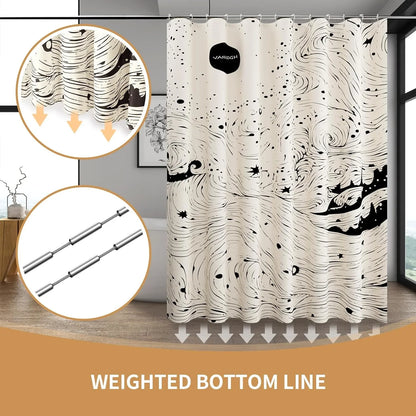 Shower Curtain with 12 Hooks Waterproof Curtain for Bathroom Modern Art Floral Polyester Fabric Abstract Shower Curtains 72x72
