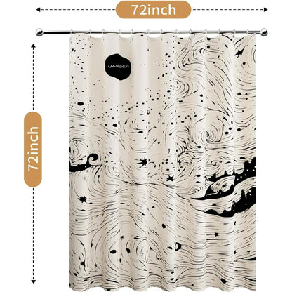 Shower Curtain with 12 Hooks Waterproof Curtain for Bathroom Modern Art Floral Polyester Fabric Abstract Shower Curtains 72x72