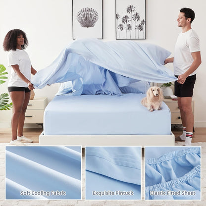 Cotiro 6 Piece Sheet Set King Size Hotel Luxury Sheet Set Deep Pocket Anti-Wrinkle Sheet Set