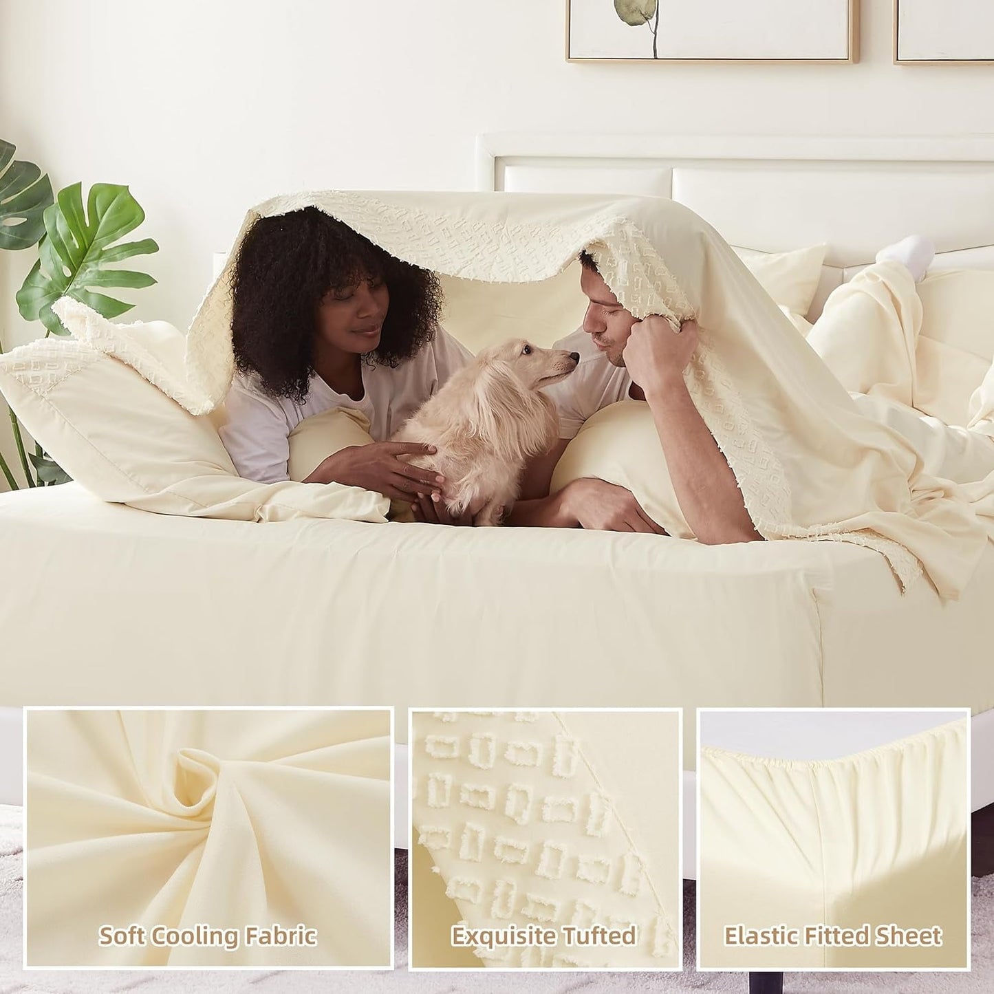 Cotiro 6 Piece Sheet Set King Size Hotel Luxury Sheet Set Deep Pocket Anti-Wrinkle Sheet Set