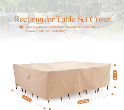 Patio Ottoman Covers Waterproof, Outdoor Coffee Table Cover Square, Fire Pit Table Cover Wind Resistant, UV Resistant