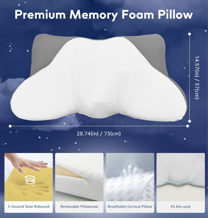 Neck Pillow for Sleeping, Cervical Neck Pillow, Memory Foam Pillows, Side Sleeper Pillow, Ergonomic Pillow for Neck Pain Relief, Bed Pillows, Body Pillow, Cooling Pillow