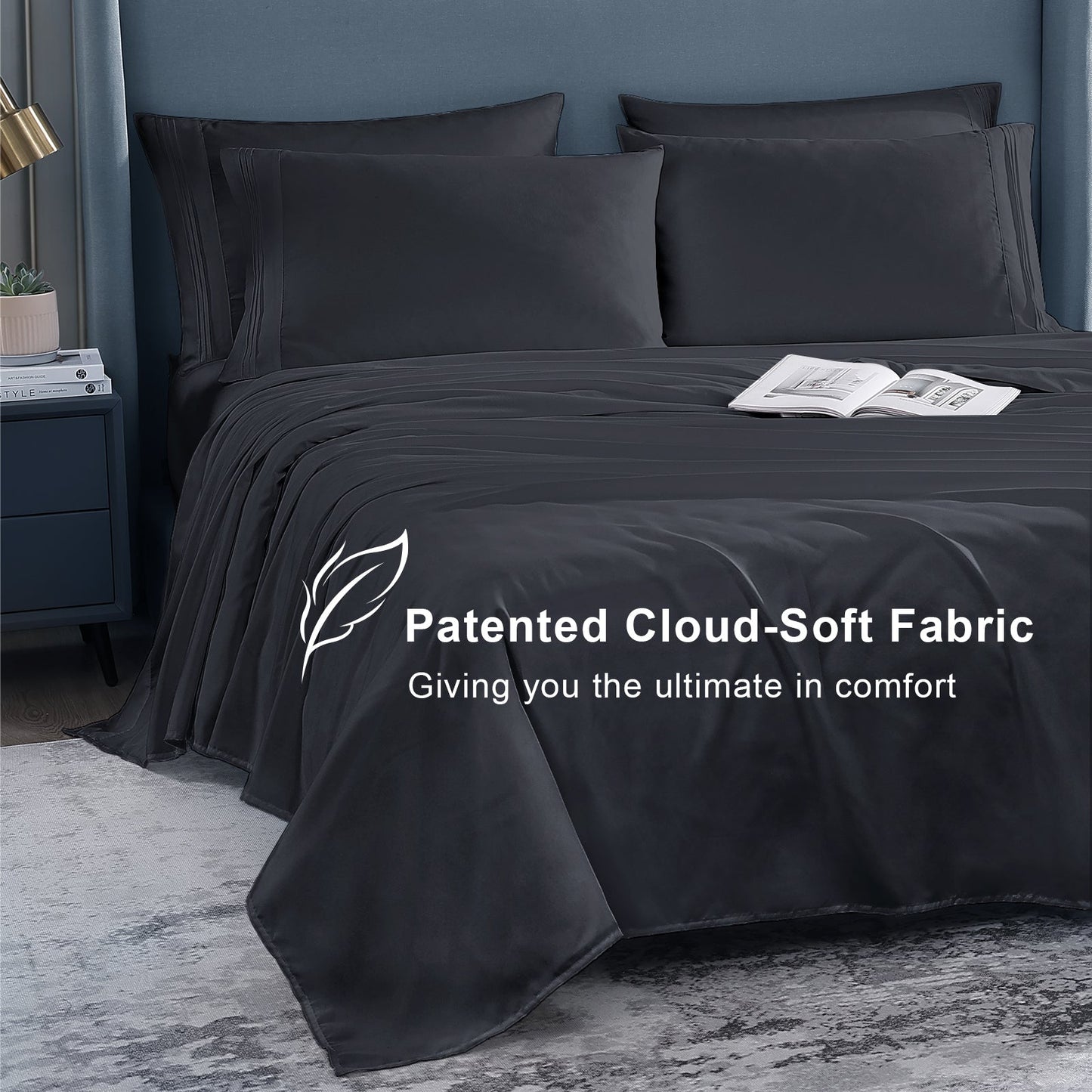 Cotiro 6 Piece Sheet Set King Size Hotel Luxury Sheet Set Deep Pocket Anti-Wrinkle Sheet Set