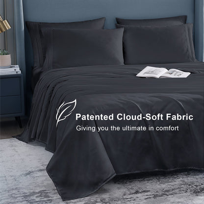 Cotiro 6 Piece Sheet Set King Size Hotel Luxury Sheet Set Deep Pocket Anti-Wrinkle Sheet Set