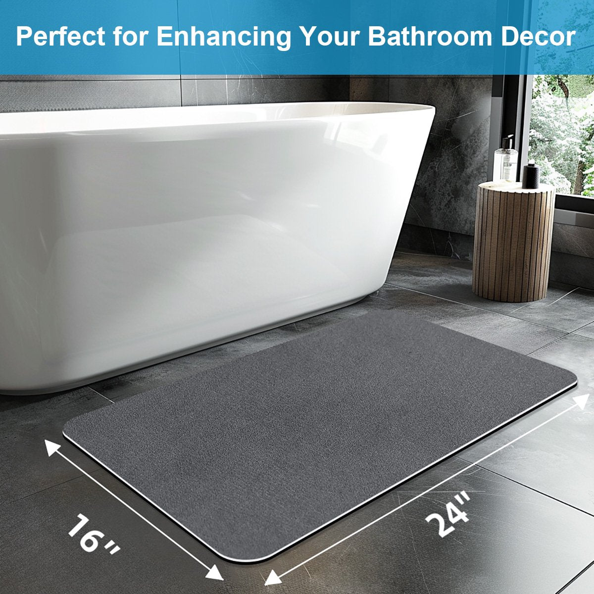 Cotiro Bathroom Carpet -Gray Memory Foam Bathroom Carpet, Suitable for Bathroom Flooring,Bathtub,Shower,Toilet and Decoration,Fast Water Absorption,Fast Dry