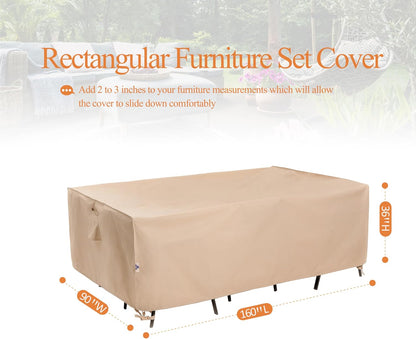 Patio Ottoman Covers Waterproof, Outdoor Coffee Table Cover Square, Fire Pit Table Cover Wind Resistant, UV Resistant