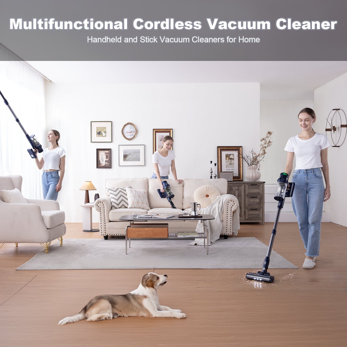 Cotiro 450W 38Kpa Vacuum Cleaner with LED Touch Screen, 8-in-1 Lightweight Charging Stick Vacuum Cleaner