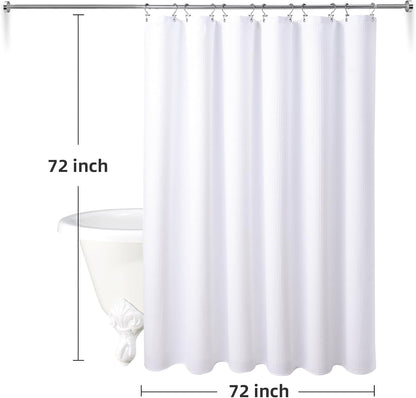 3 in 1 Waterproof Waffle Weave Shower Curtain and Clear Liner Set with 12 Stainless Steel Hooks Double Sided for Bathroom 72 Inches Heavy Duty Polyester Fabric Shower Curtains