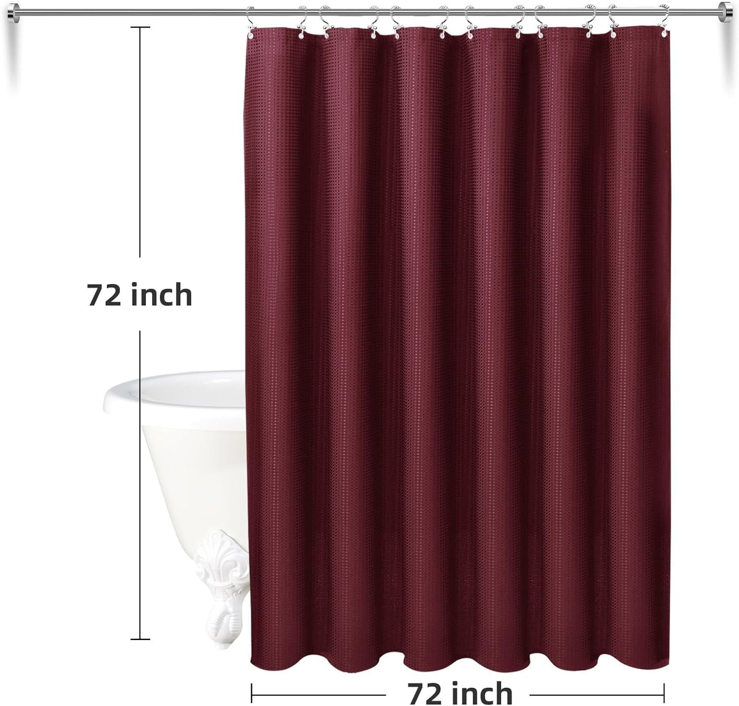 3 in 1 Waterproof Waffle Weave Shower Curtain and Clear Liner Set with 12 Stainless Steel Hooks Double Sided for Bathroom 72 Inches Heavy Duty Polyester Fabric Shower Curtains