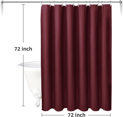 3 in 1 Waterproof Waffle Weave Shower Curtain and Clear Liner Set with 12 Stainless Steel Hooks Double Sided for Bathroom 72 Inches Heavy Duty Polyester Fabric Shower Curtains