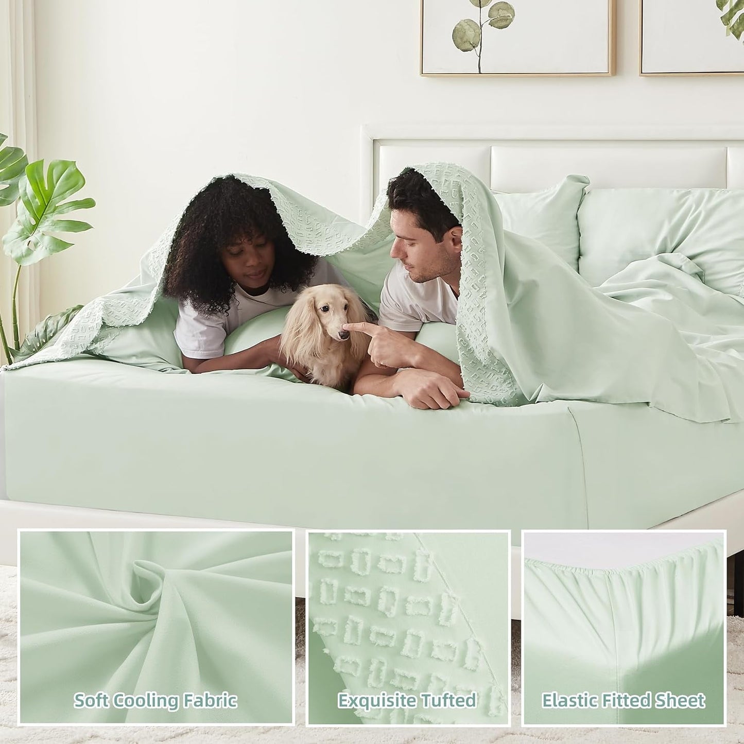 Cotiro 6 Piece Sheet Set King Size Hotel Luxury Sheet Set Deep Pocket Anti-Wrinkle Sheet Set