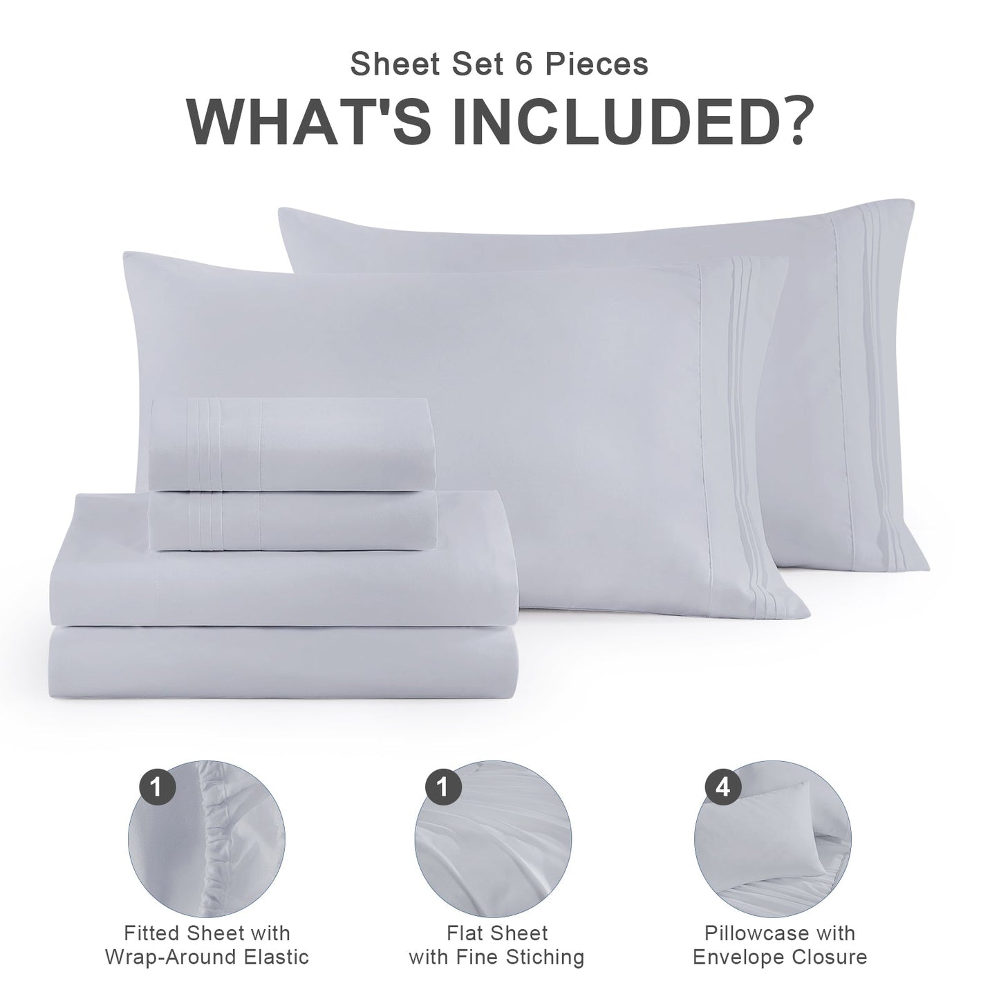Cotiro 6 Piece Sheet Set King Size Hotel Luxury Sheet Set Deep Pocket Anti-Wrinkle Sheet Set