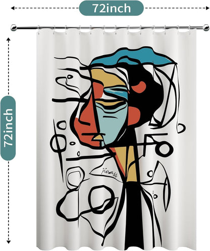 Shower Curtain with 12 Hooks Waterproof Curtain for Bathroom Modern Art Floral Polyester Fabric Abstract Shower Curtains 72x72