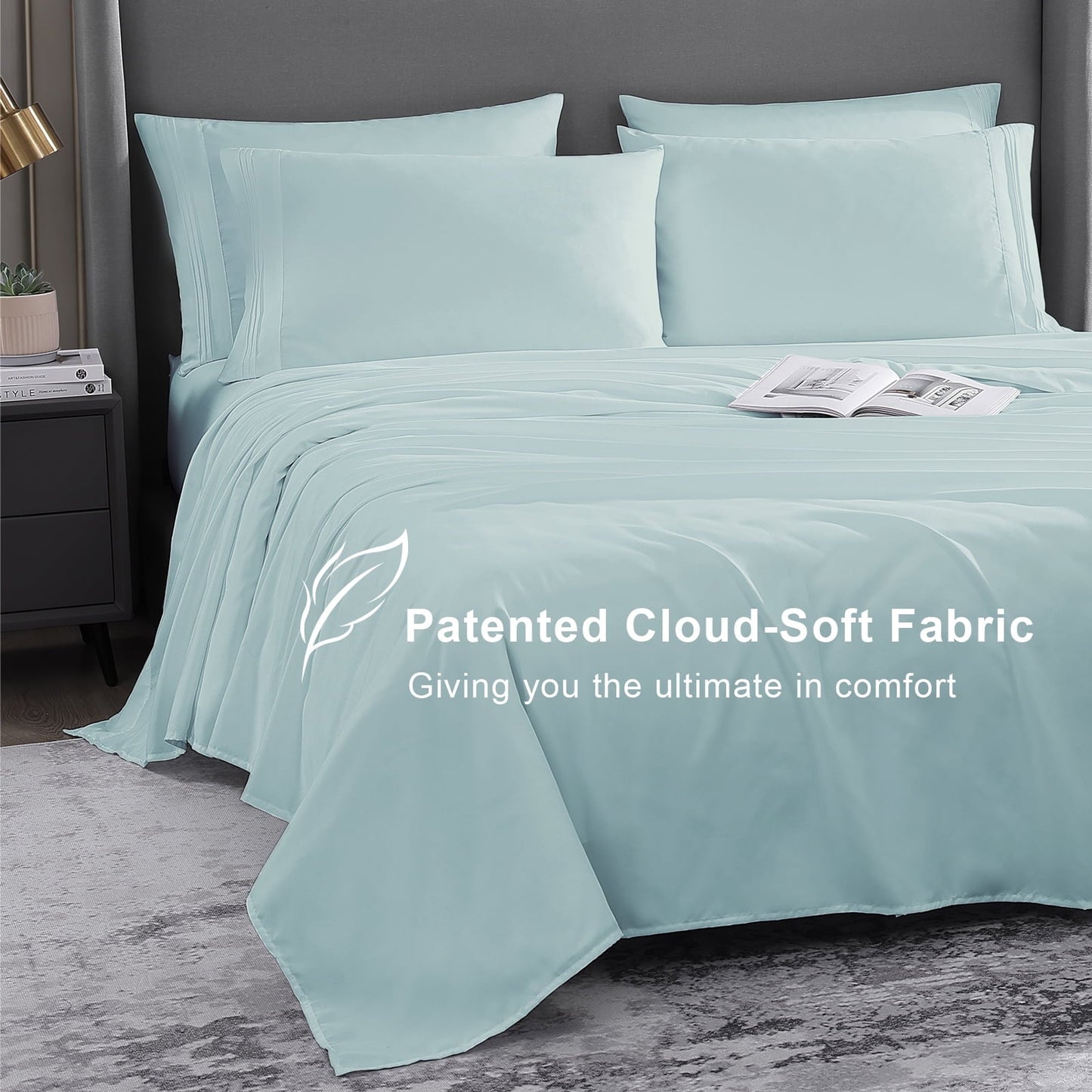 Cotiro 6 Piece Sheet Set King Size Hotel Luxury Sheet Set Deep Pocket Anti-Wrinkle Sheet Set