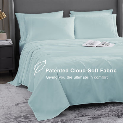 Cotiro 6 Piece Sheet Set King Size Hotel Luxury Sheet Set Deep Pocket Anti-Wrinkle Sheet Set