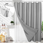 3 in 1 Waterproof Waffle Weave Shower Curtain and Clear Liner Set with 12 Stainless Steel Hooks Double Sided for Bathroom 72 Inches Heavy Duty Polyester Fabric Shower Curtains