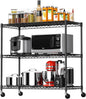 Cotiro 3/5Tier Adjustable Storage Shelving Unit, Heavy Duty Wire Rack with Wheels and Adjustable Feet for Pantry, Garage, Baker's Rack Kitchen Rack (450 lbs/rack), Black