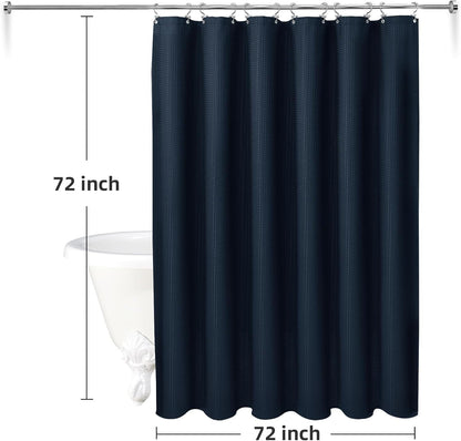 3 in 1 Waterproof Waffle Weave Shower Curtain and Clear Liner Set with 12 Stainless Steel Hooks Double Sided for Bathroom 72 Inches Heavy Duty Polyester Fabric Shower Curtains