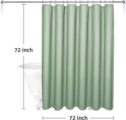 3 in 1 Waterproof Waffle Weave Shower Curtain and Clear Liner Set with 12 Stainless Steel Hooks Double Sided for Bathroom 72 Inches Heavy Duty Polyester Fabric Shower Curtains