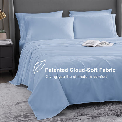 Cotiro 6 Piece Sheet Set King Size Hotel Luxury Sheet Set Deep Pocket Anti-Wrinkle Sheet Set