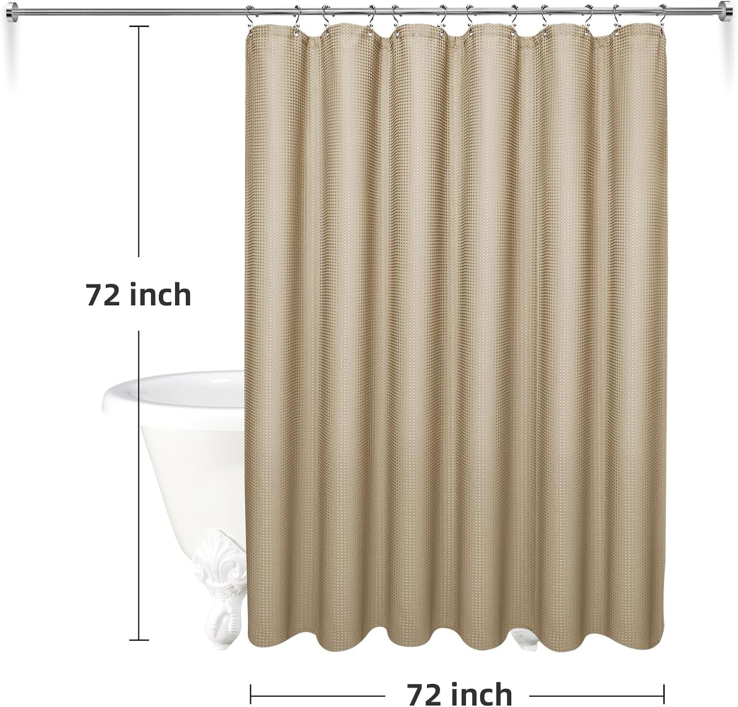 3 in 1 Waterproof Waffle Weave Shower Curtain and Clear Liner Set with 12 Stainless Steel Hooks Double Sided for Bathroom 72 Inches Heavy Duty Polyester Fabric Shower Curtains