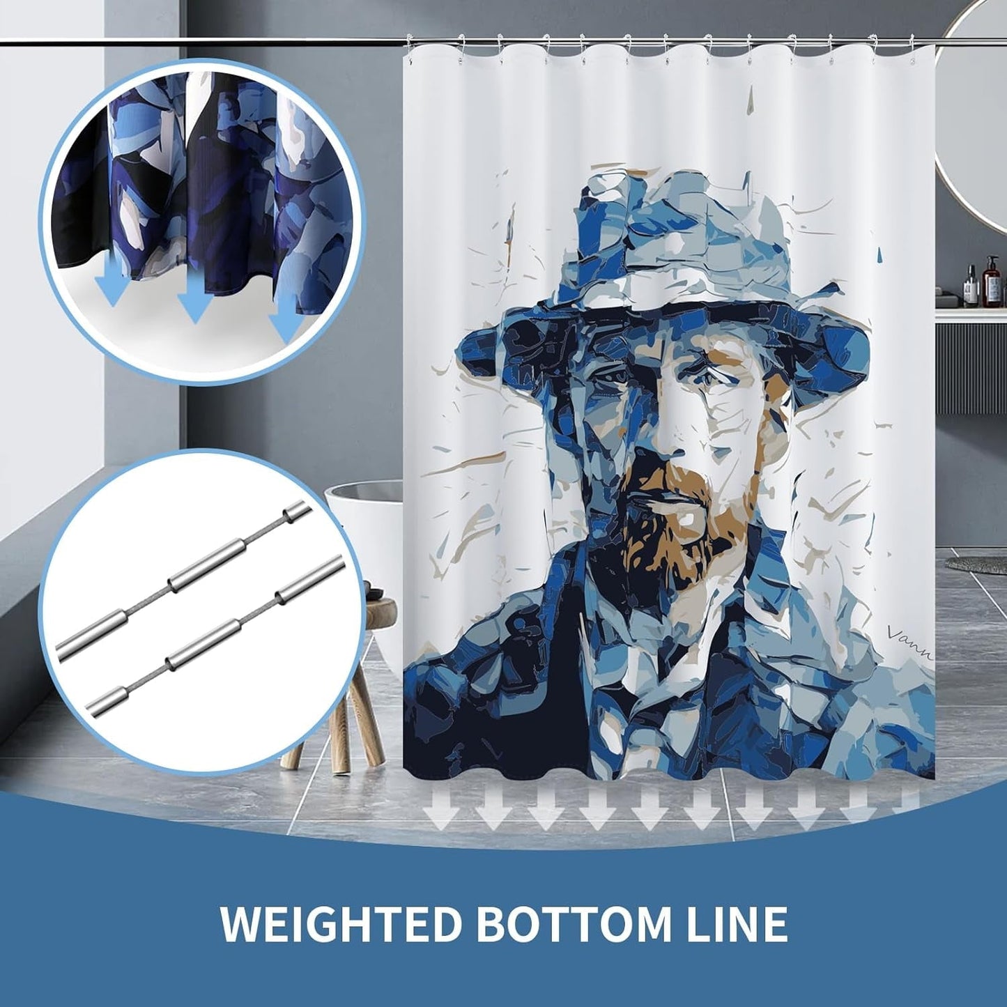 Shower Curtain with 12 Hooks Waterproof Curtain for Bathroom Modern Art Floral Polyester Fabric Abstract Shower Curtains 72x72
