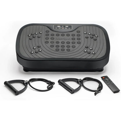 3D Vibration Plate Exercise Machine, Pilates Board, Exercise Equipment with Loop Bands, Home Gym, Lymphatic Drainage Massager for Weight Loss, Workout, Shaping, Wellness, Recovery, Training, Black