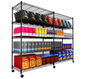 Cotiro 3/5Tier Adjustable Storage Shelving Unit, Heavy Duty Wire Rack with Wheels and Adjustable Feet for Pantry, Garage, Baker's Rack Kitchen Rack (450 lbs/rack), Black