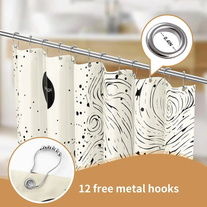 Shower Curtain with 12 Hooks Waterproof Curtain for Bathroom Modern Art Floral Polyester Fabric Abstract Shower Curtains 72x72