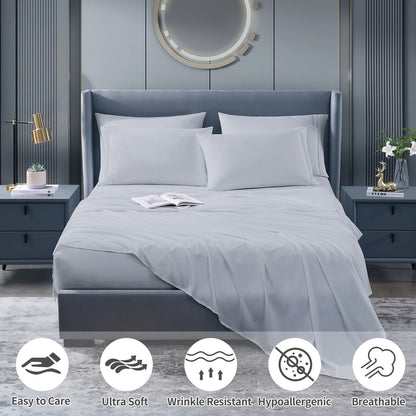 Cotiro 6 Piece Sheet Set King Size Hotel Luxury Sheet Set Deep Pocket Anti-Wrinkle Sheet Set