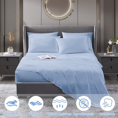 Cotiro 6 Piece Sheet Set King Size Hotel Luxury Sheet Set Deep Pocket Anti-Wrinkle Sheet Set