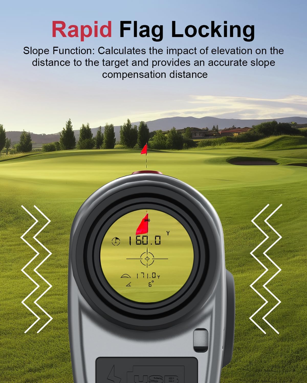 Golf Rangefinder with Slope, Golf Laser Rangefinder with Bag, 1300 Yards Rechargeable Range Finders Golfing with Flag Lock Vibration