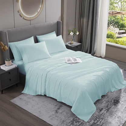 Cotiro 6 Piece Sheet Set King Size Hotel Luxury Sheet Set Deep Pocket Anti-Wrinkle Sheet Set