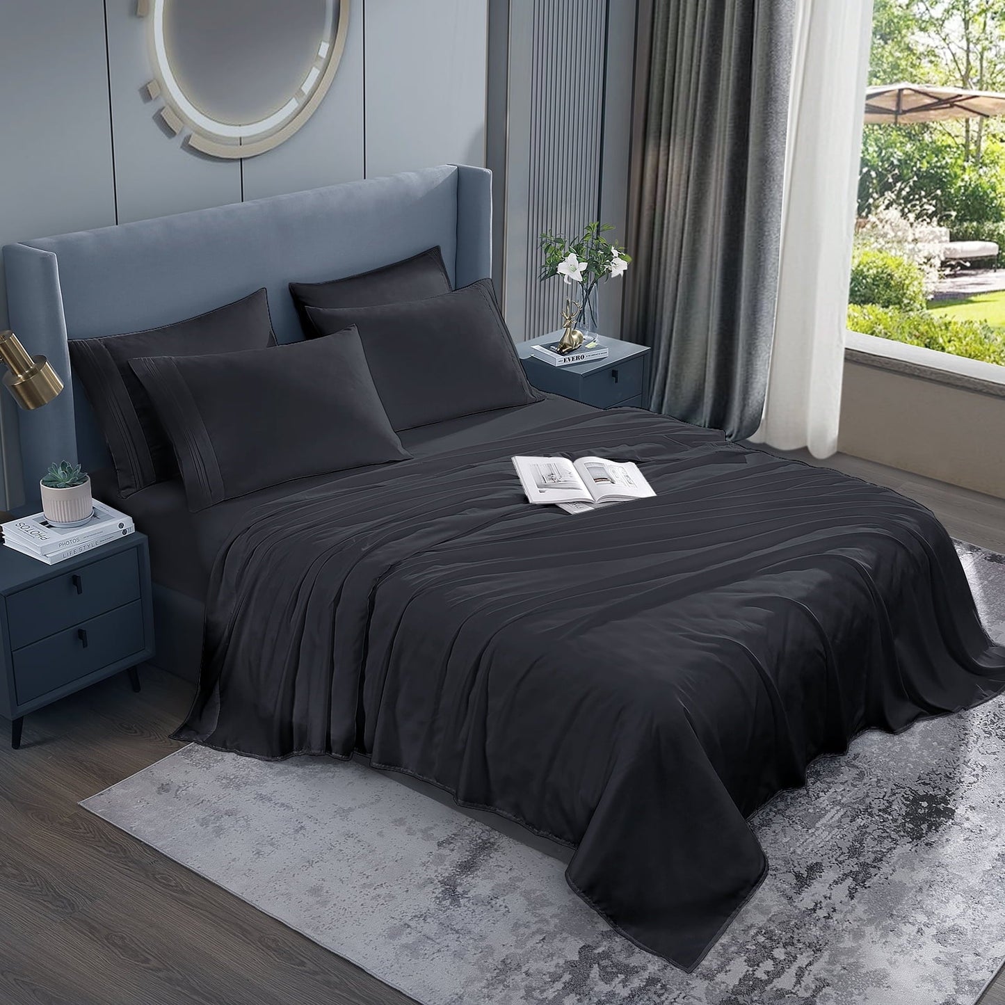 Cotiro 6 Piece Sheet Set King Size Hotel Luxury Sheet Set Deep Pocket Anti-Wrinkle Sheet Set