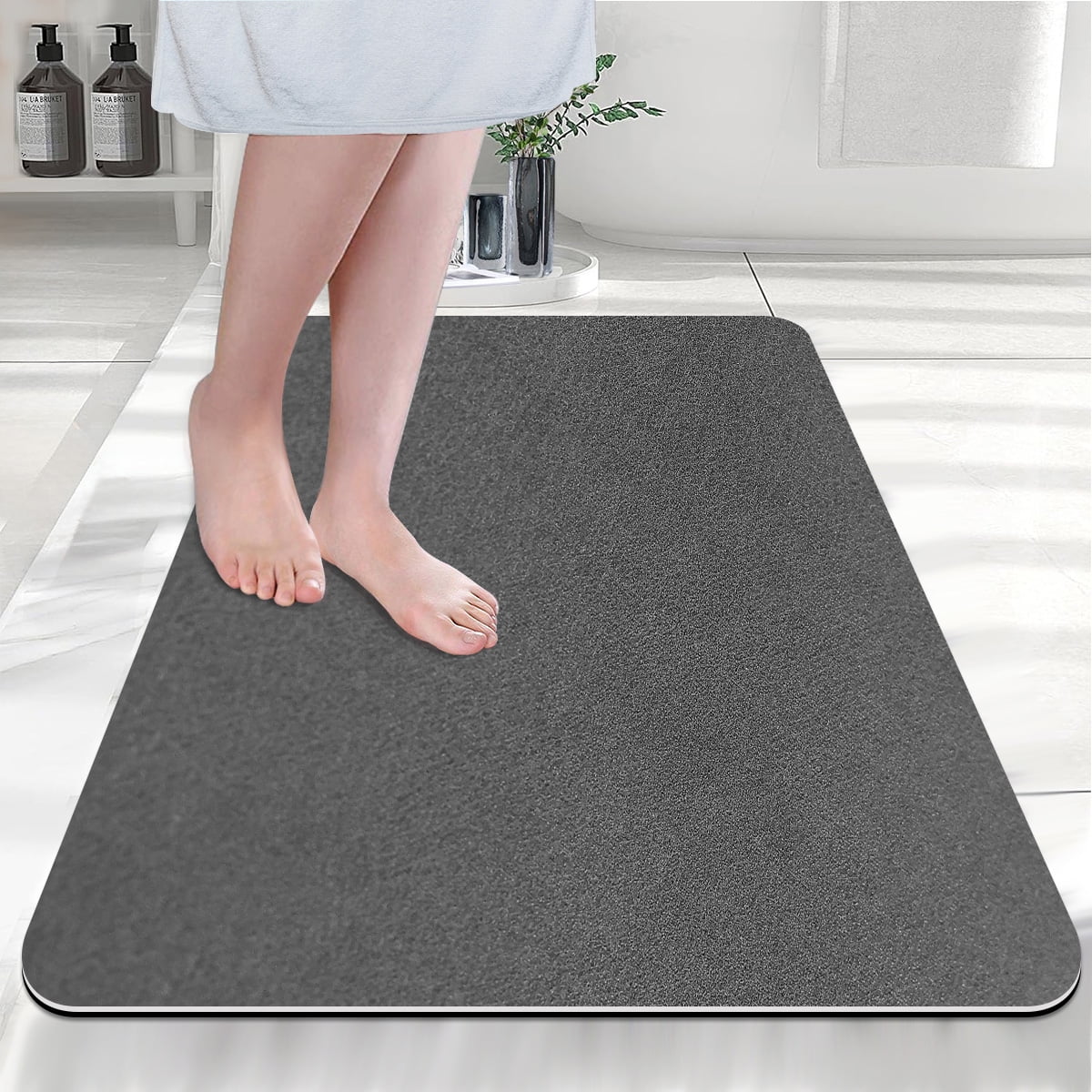 Cotiro Bathroom Carpet -Gray Memory Foam Bathroom Carpet, Suitable for Bathroom Flooring,Bathtub,Shower,Toilet and Decoration,Fast Water Absorption,Fast Dry
