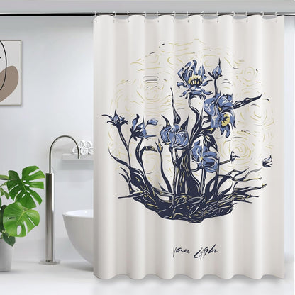 Shower Curtain with 12 Hooks Waterproof Curtain for Bathroom Modern Art Floral Polyester Fabric Abstract Shower Curtains 72x72