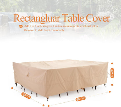 Patio Ottoman Covers Waterproof, Outdoor Coffee Table Cover Square, Fire Pit Table Cover Wind Resistant, UV Resistant