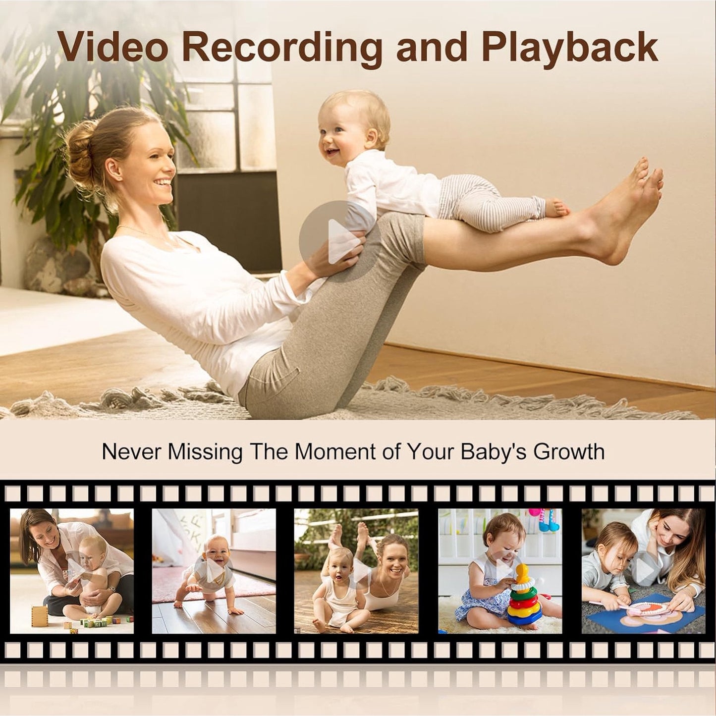 Cotiro Video Baby Monitor No WiFi,1080P Baby Monitor with Camera and Audio Night Version Wall Mounted Wireless Portable Baby Monitor Rechargeable