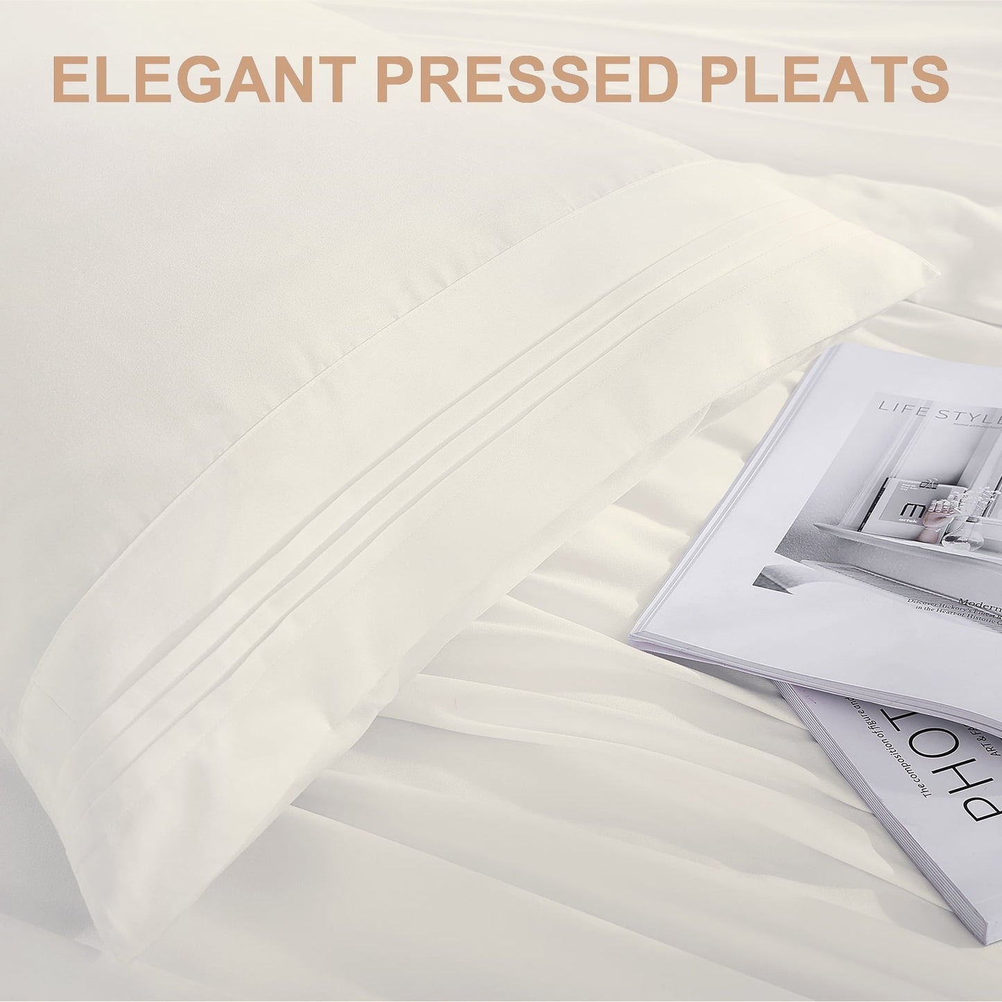 Cotiro 6 Piece Sheet Set King Size Hotel Luxury Sheet Set Deep Pocket Anti-Wrinkle Sheet Set