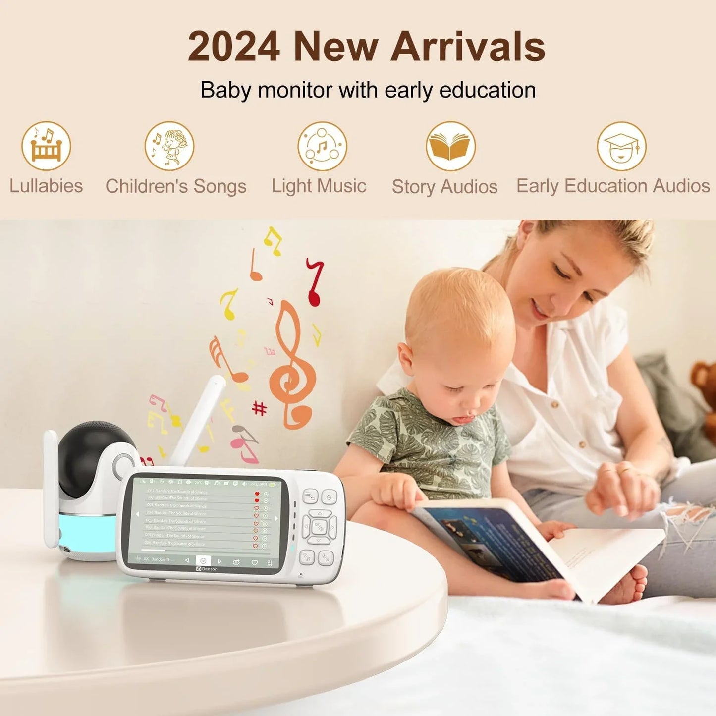 Cotiro Video Baby Monitor No WiFi,1080P Baby Monitor with Camera and Audio Night Version Wall Mounted Wireless Portable Baby Monitor Rechargeable