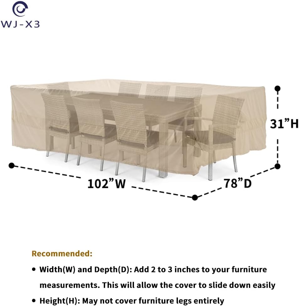 Patio Ottoman Covers Waterproof, Outdoor Coffee Table Cover Square, Fire Pit Table Cover Wind Resistant, UV Resistant
