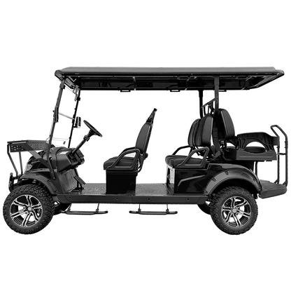 Luxury 6 Passenger Electric Cart, Lithium Battery, 48V 150AH, 40 Mile Driving Range, 5000W Electric Motor, 6 Seats, Golf Cart, Water Fall LED Lights, Electric Power Steering, Back Up Cam, Red