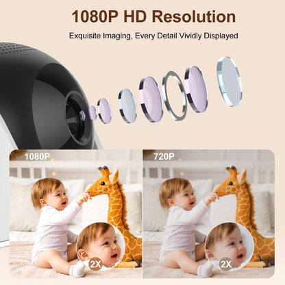 Cotiro Video Baby Monitor No WiFi,1080P Baby Monitor with Camera and Audio Night Version Wall Mounted Wireless Portable Baby Monitor Rechargeable